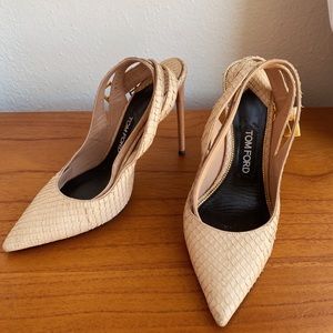 Tom Ford Python Blush Nude Ankel Strap Pumps